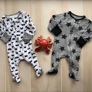 TWO Baby Boy Footie Pajama Onesies | 0-3M